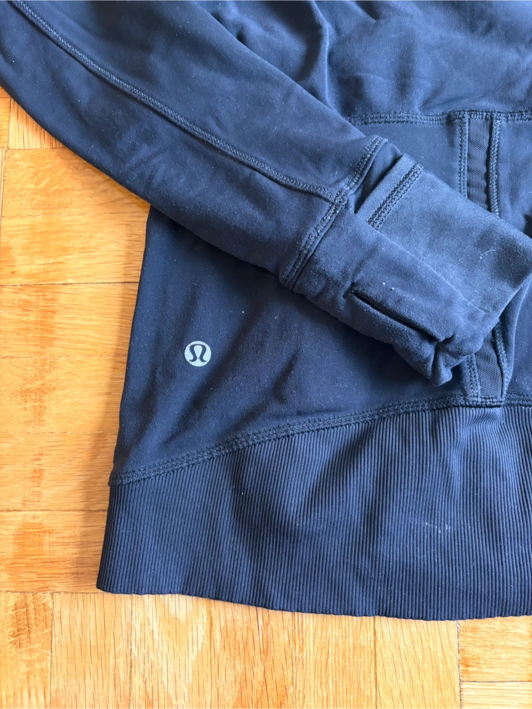 Lululemon Navy Blue Hooded Zip-Up Jacket with Thumbholes - photo 3