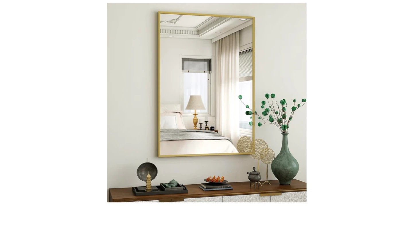 24" x 36" Gold Aluminum Alloy Framed Wall Mirror - photo 3