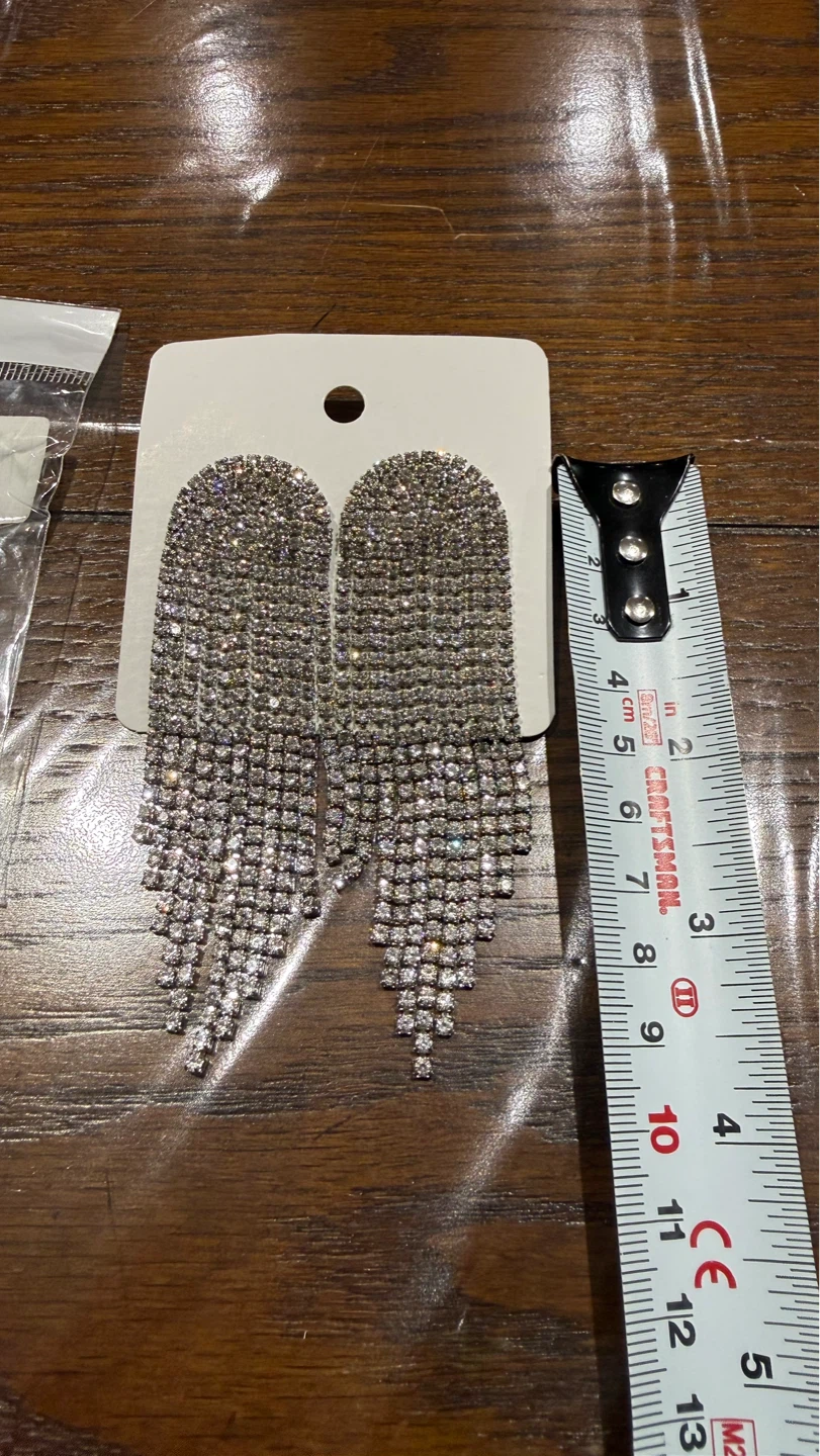 Rhinestone Tassel Drop Earrings - photo 3