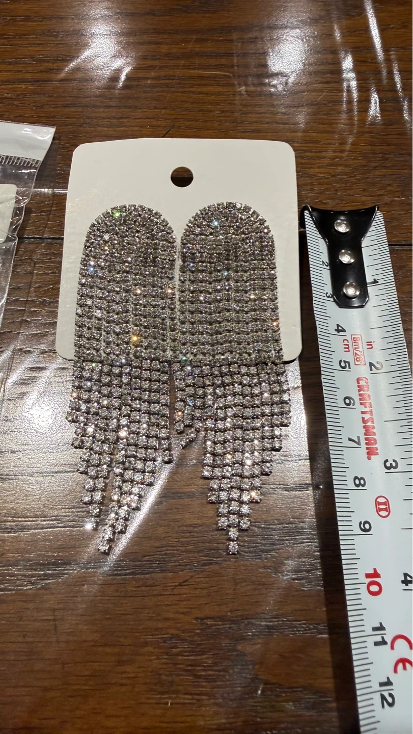 Rhinestone Tassel Drop Earrings - photo 2