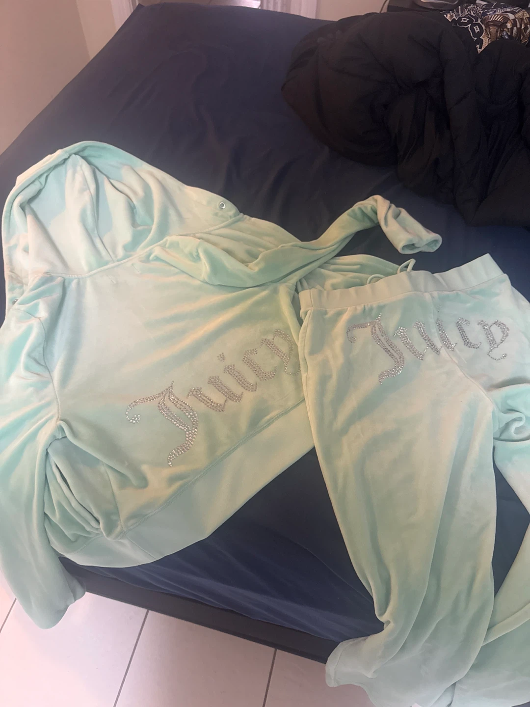 Juicy Couture Velour Tracksuit Set - Light Aqua