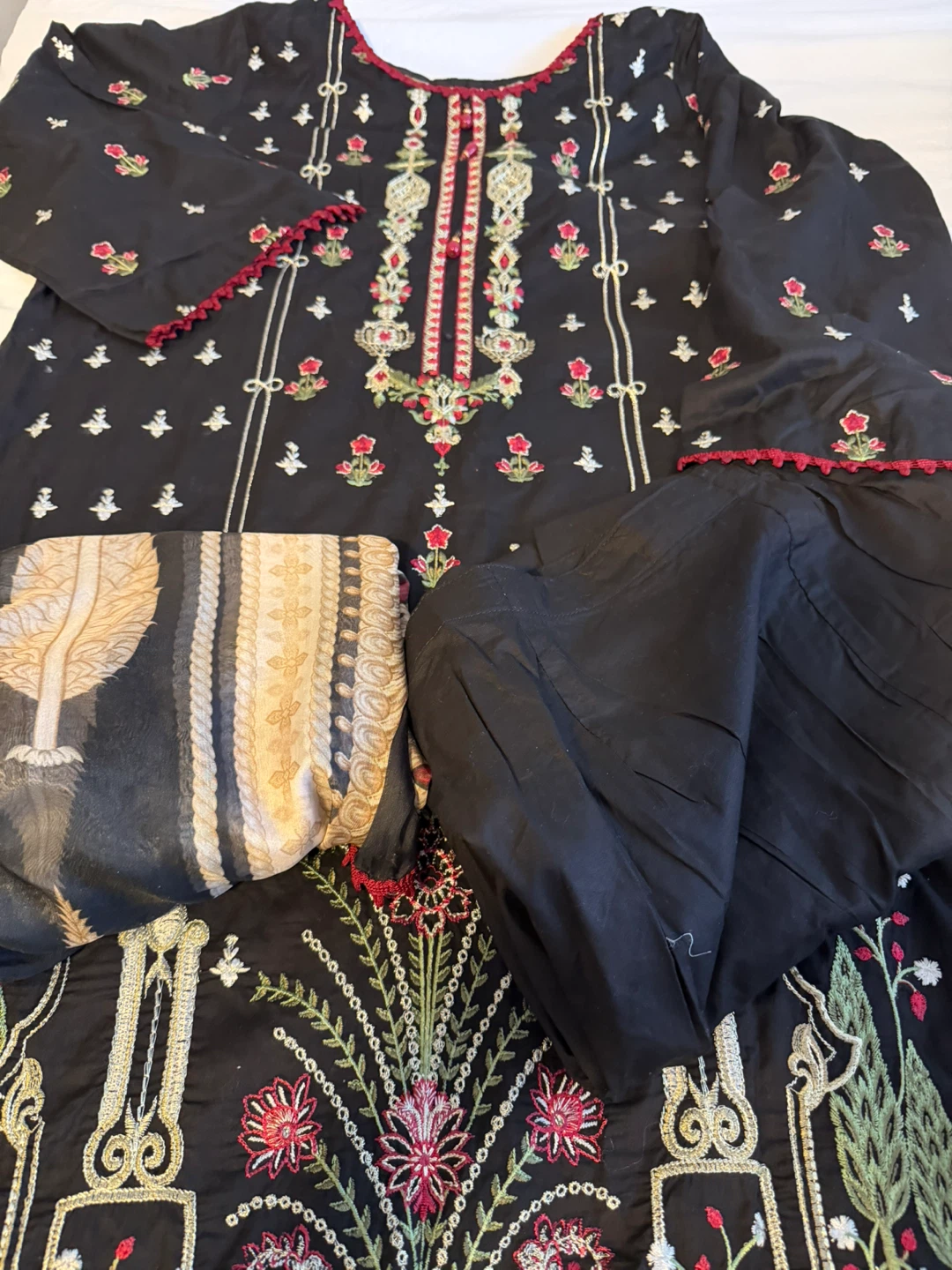 Embroidered Black 3-Piece Suit