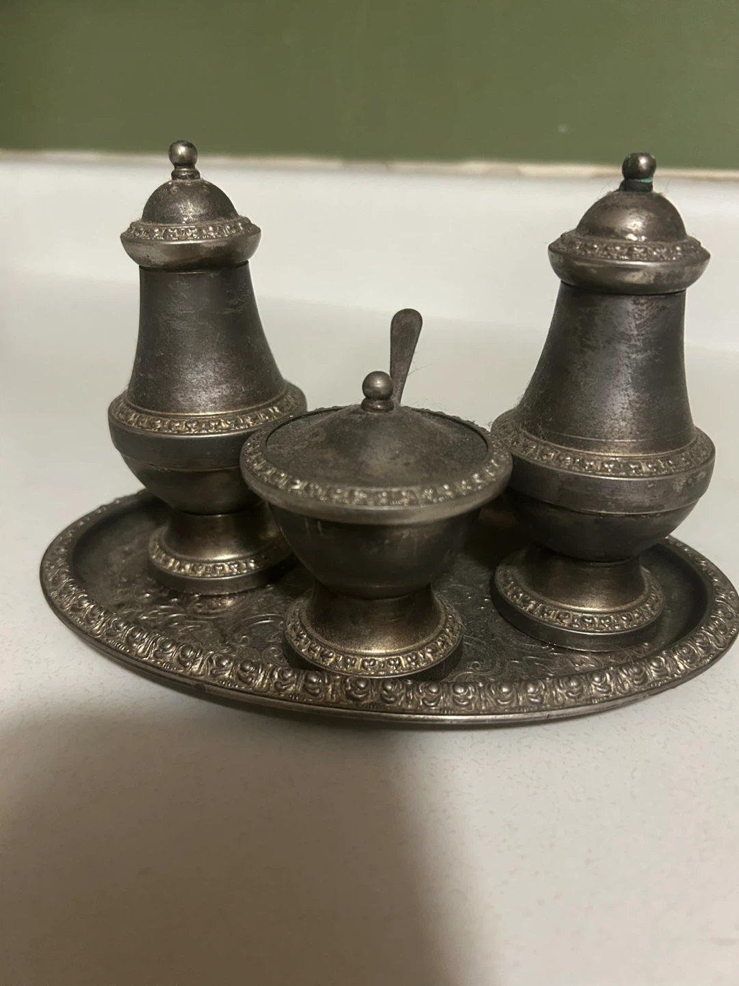 Vintage Salt and Pepper Shakers with Tray - photo 2