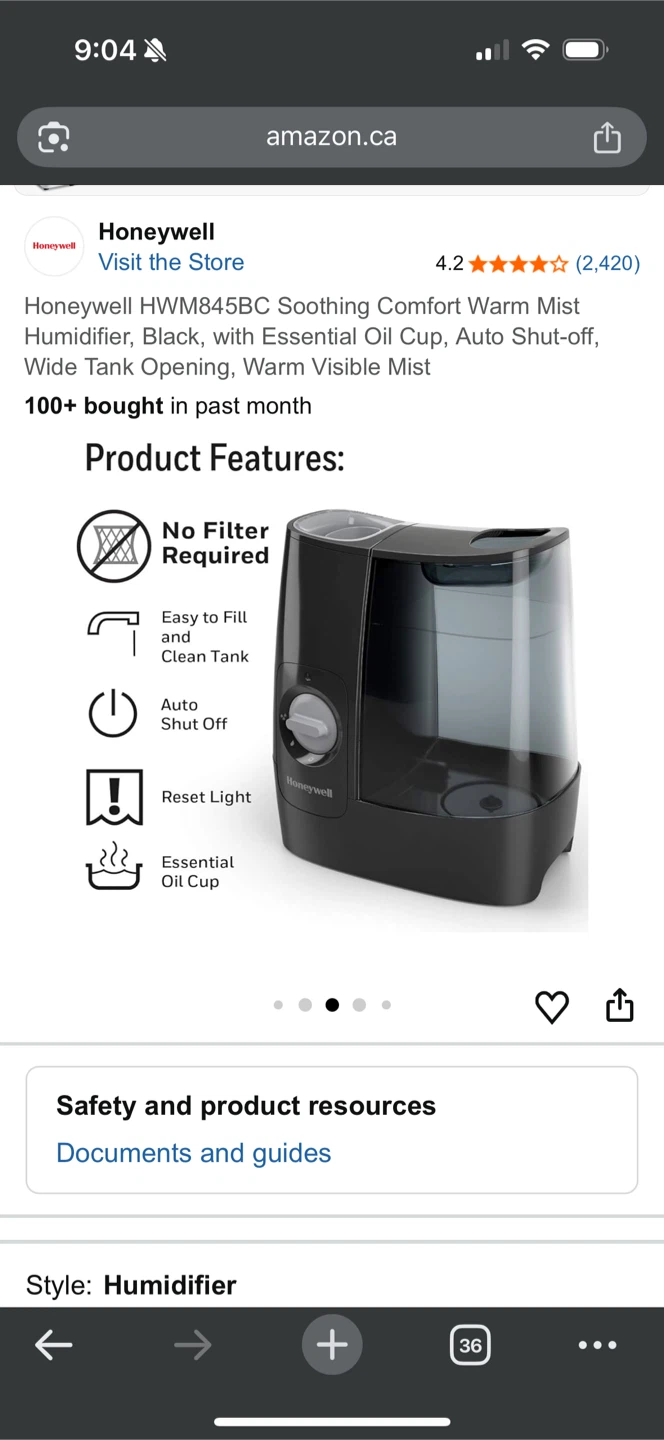 Honeywell HWM845BC Warm Mist Humidifier - photo 2