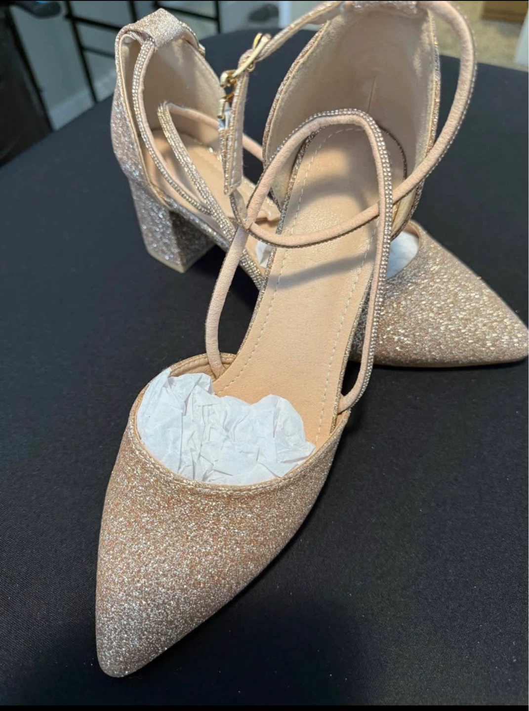 Sparkly Block Heel Pumps