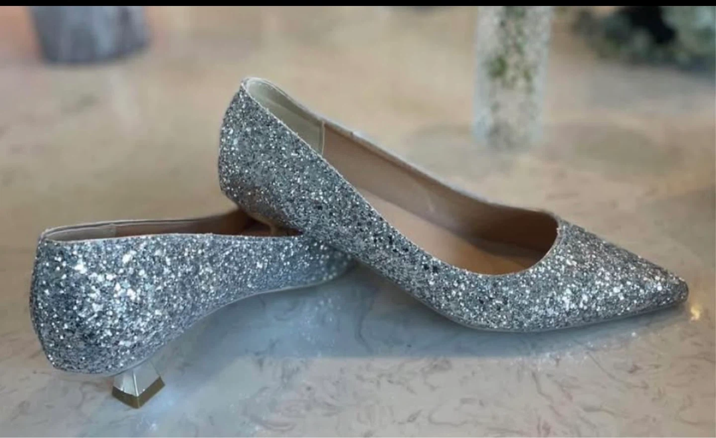 Sparkly Silver Heels