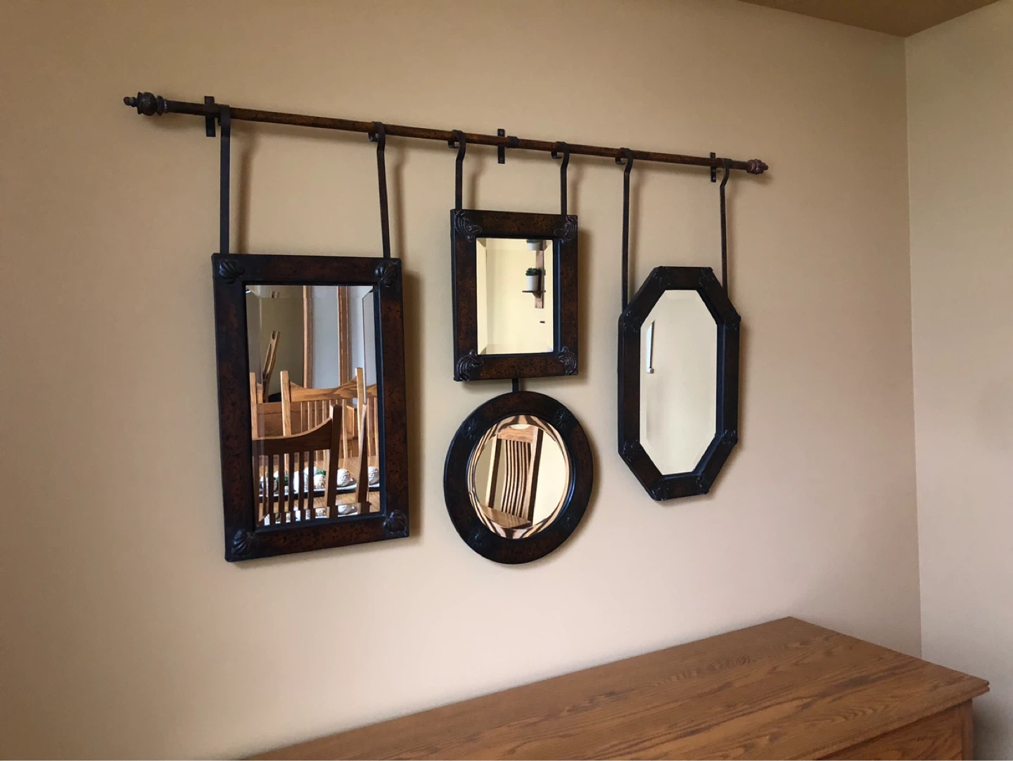 Decorative Mirror Set with Hanging Bar