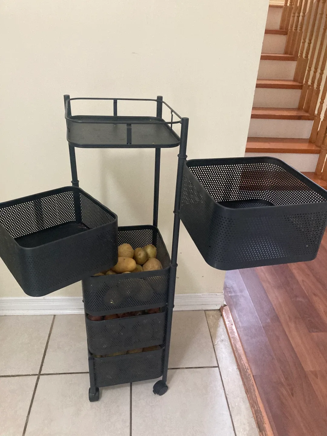 Black Metal Rolling Storage Cart - photo 2