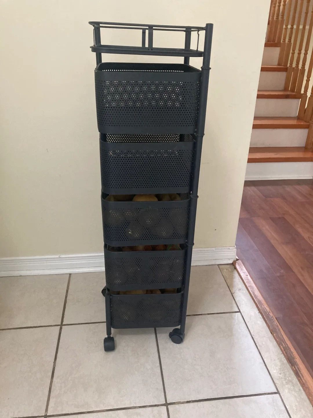 Black Metal Rolling Storage Cart