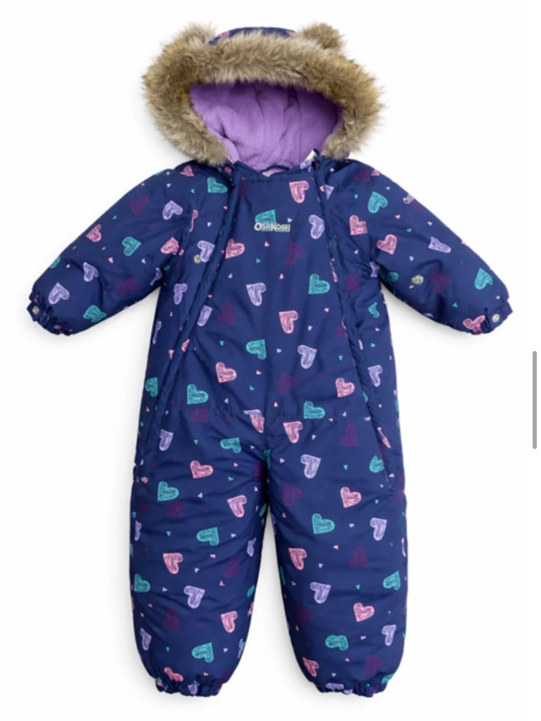OshKosh B'gosh Baby Snowsuit Navy Heart Print Hooded Bunting