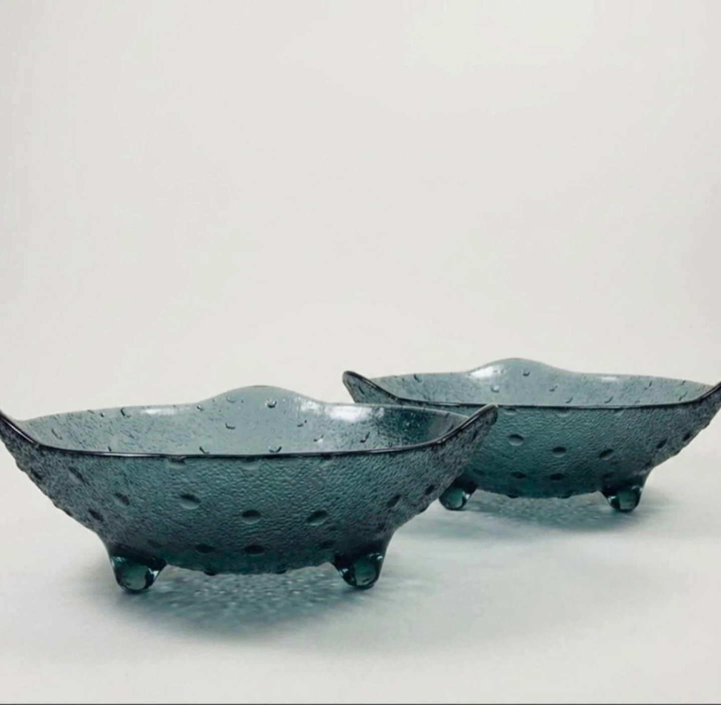 Antique Hobnail Glass Bowls with Feet