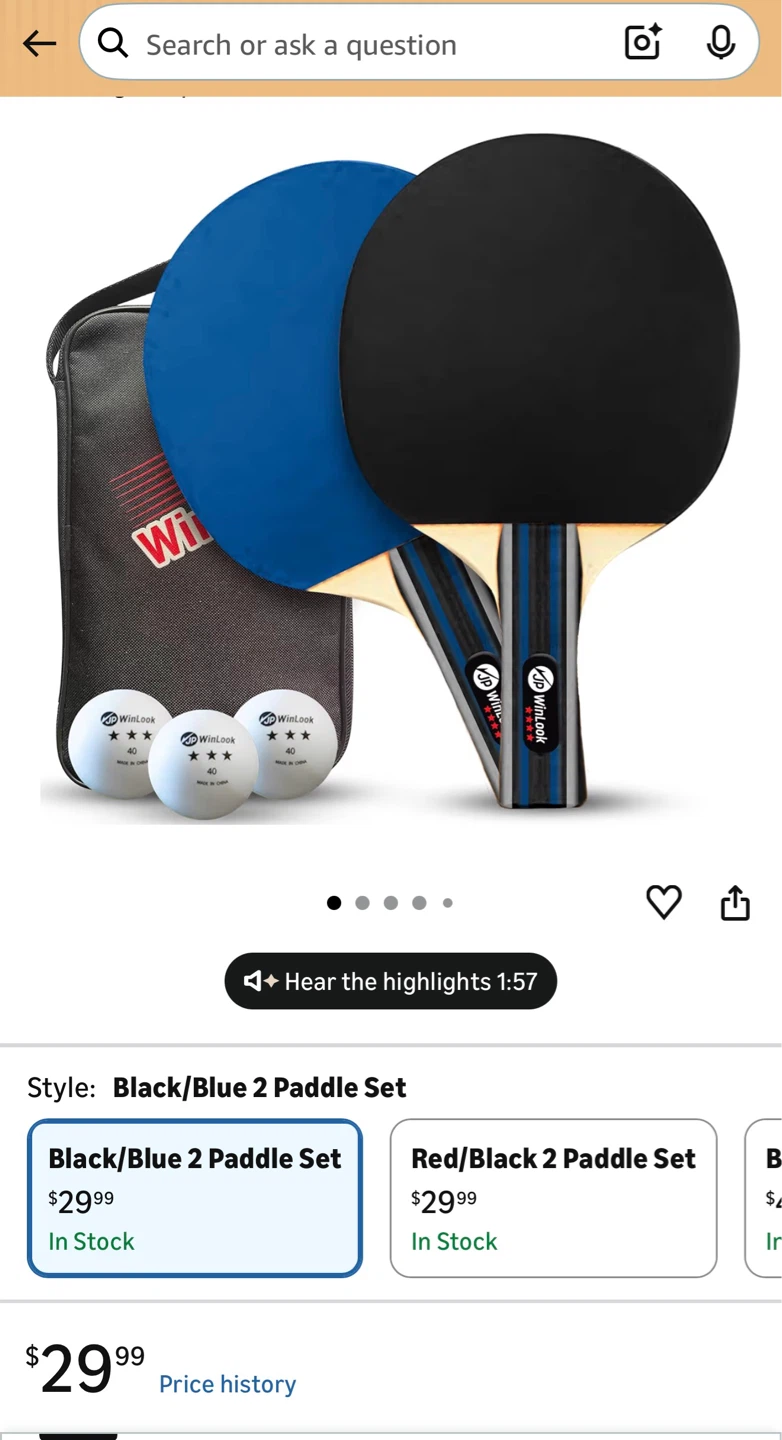 WinLook Ping Pong Paddle Set with Case and Balls - photo 4