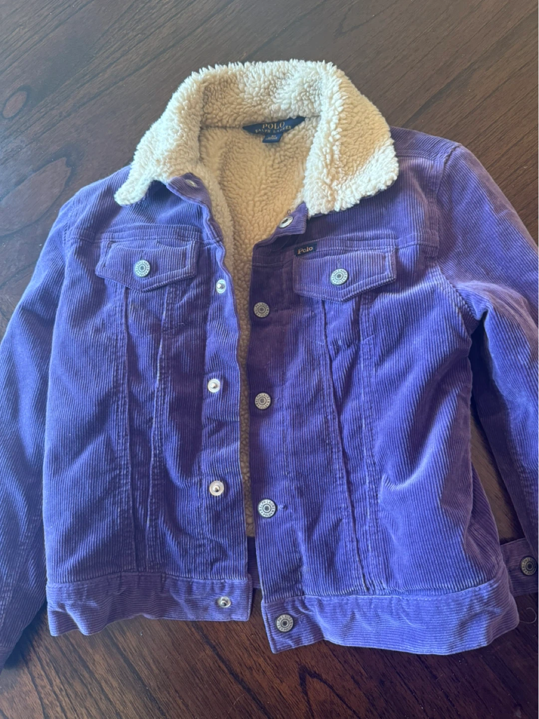 Polo Ralph Lauren Purple Corduroy Sherpa Lined Jacket SIZE 6X