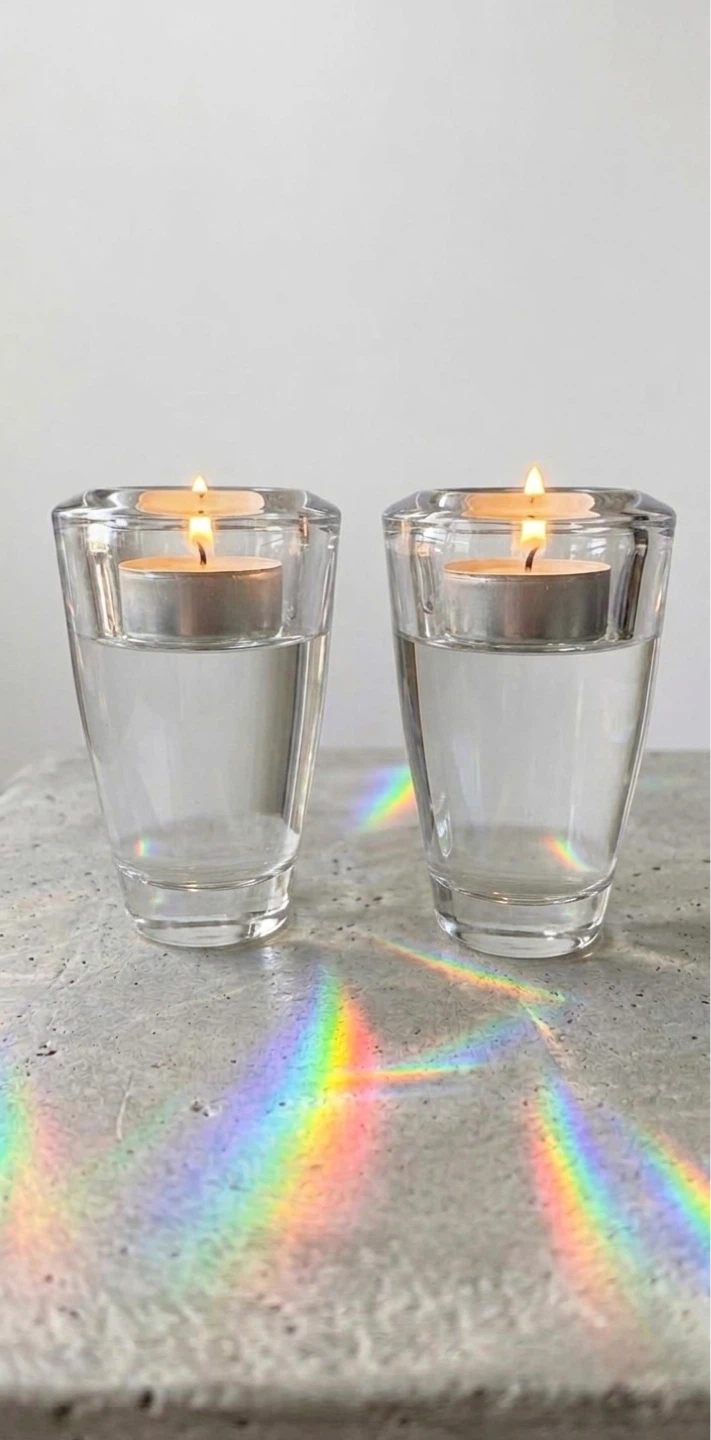 Crate & Barrel Reversible Glass Taper/Tealight Holder
