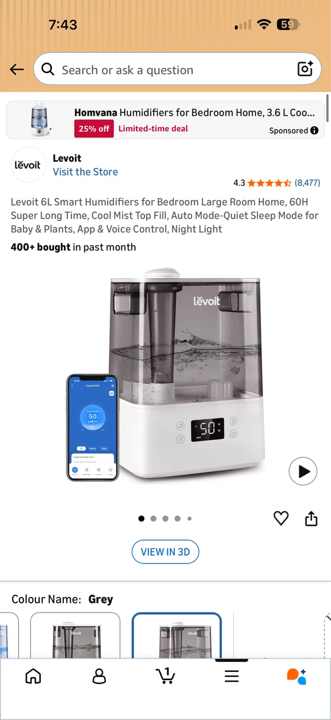 Levoit 6L Smart Humidifier Grey - photo 2