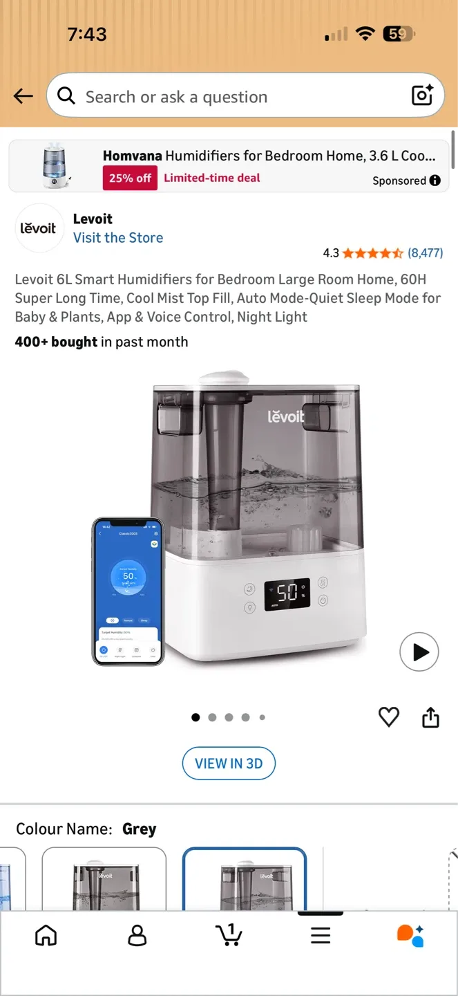 Levoit 6L Smart Humidifier Grey - photo 2