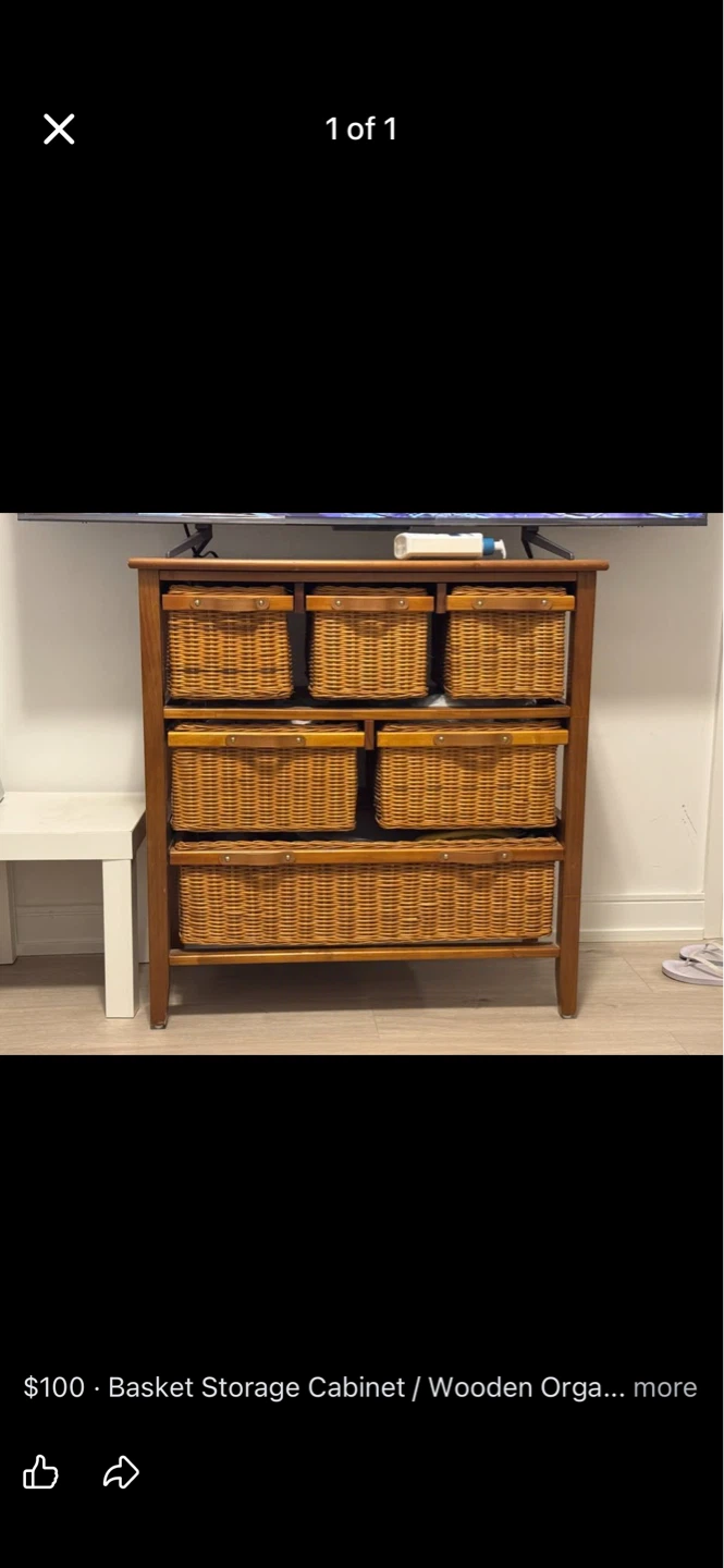 Wooden Basket Storage Cabinet