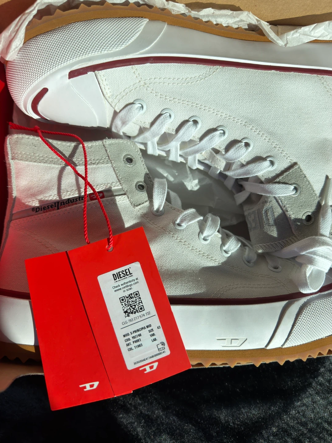 Diesel S-Principia Mid White Canvas High-Top Sneakers US 10 - photo 3