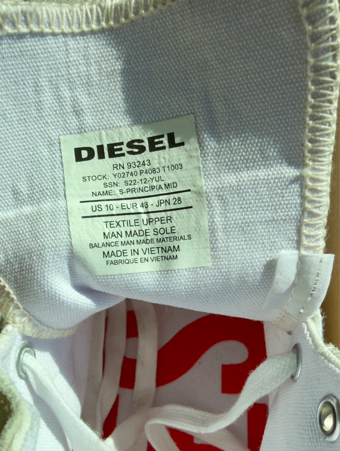 Diesel S-Principia Mid White Canvas High-Top Sneakers US 10 - photo 2