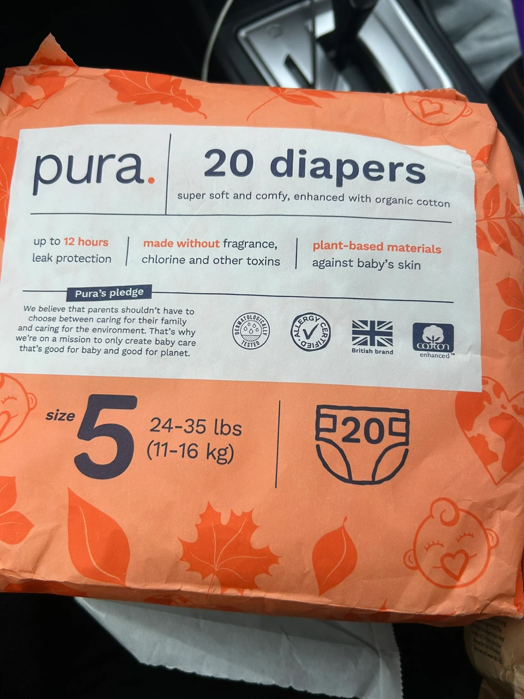 Pura. Size 5 Diapers - 20 count