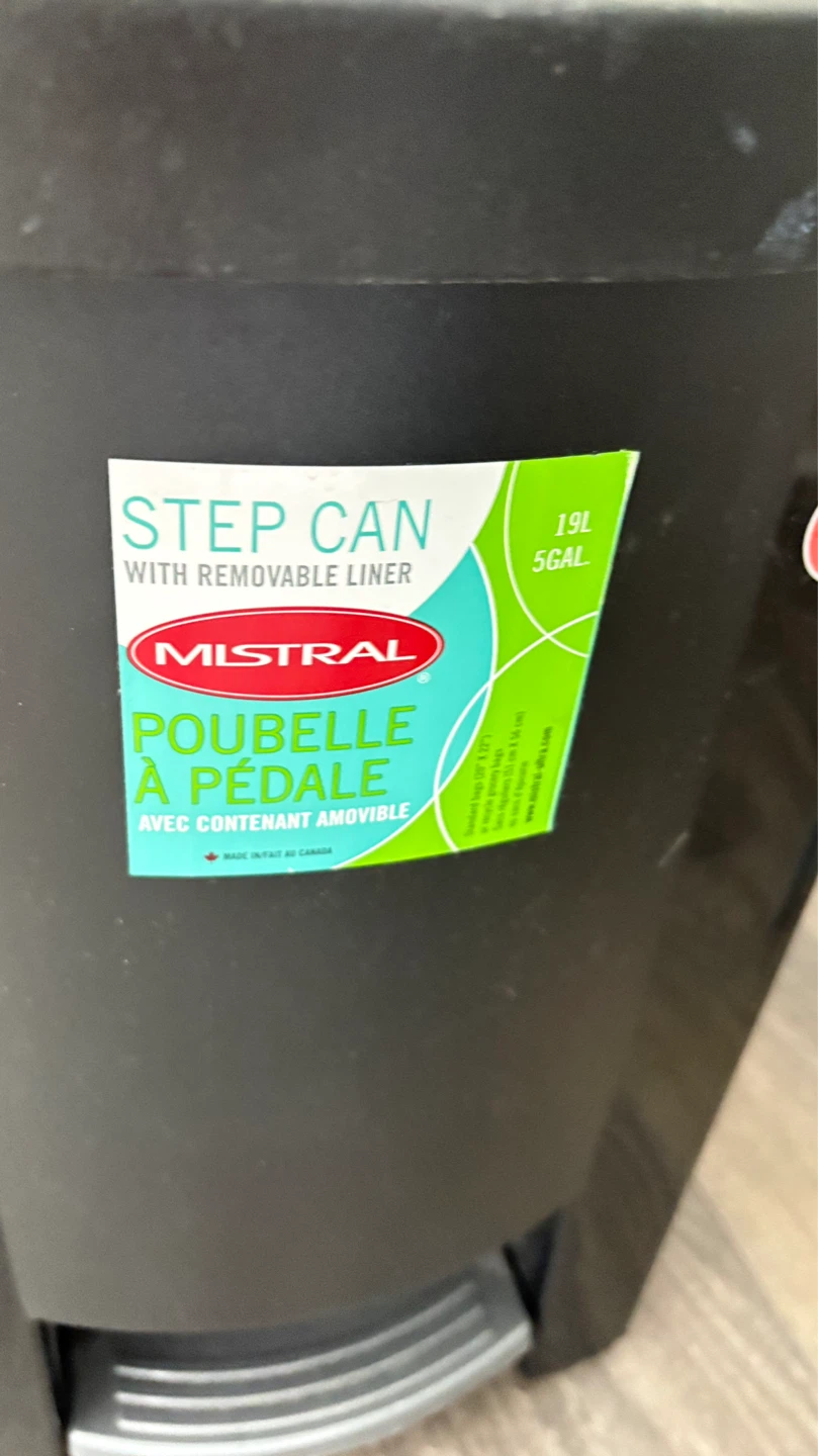 Mistral Step Can with Removable Liner - 19L Black Trash Can - photo 2