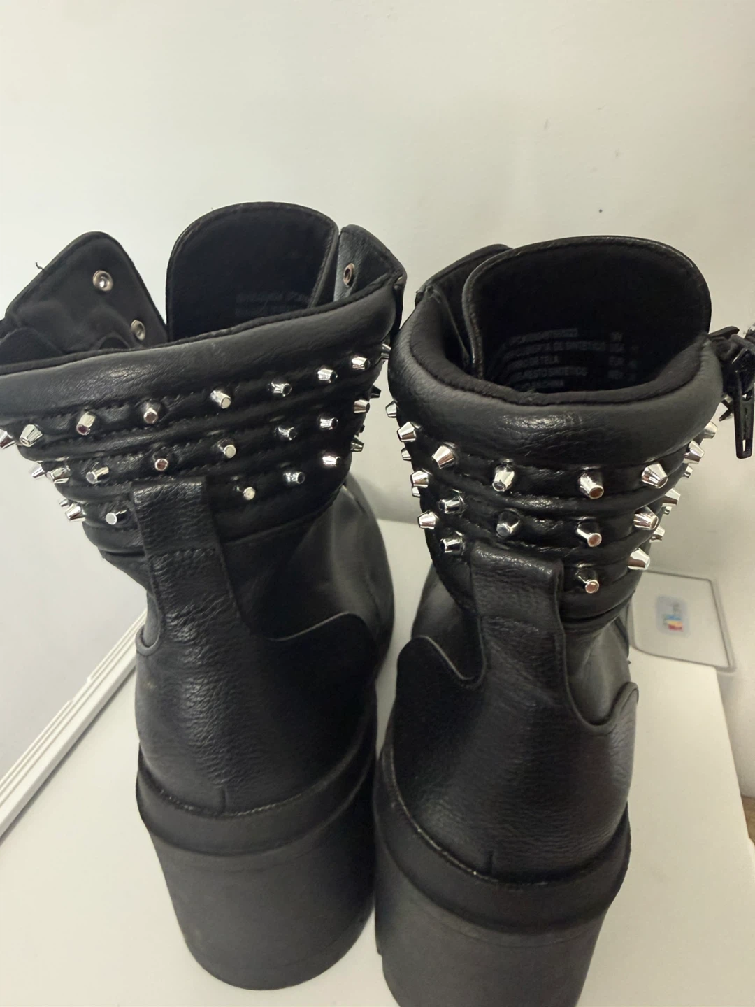 NOBO Women's Black Studded Combat Boots Size 11W - photo 2