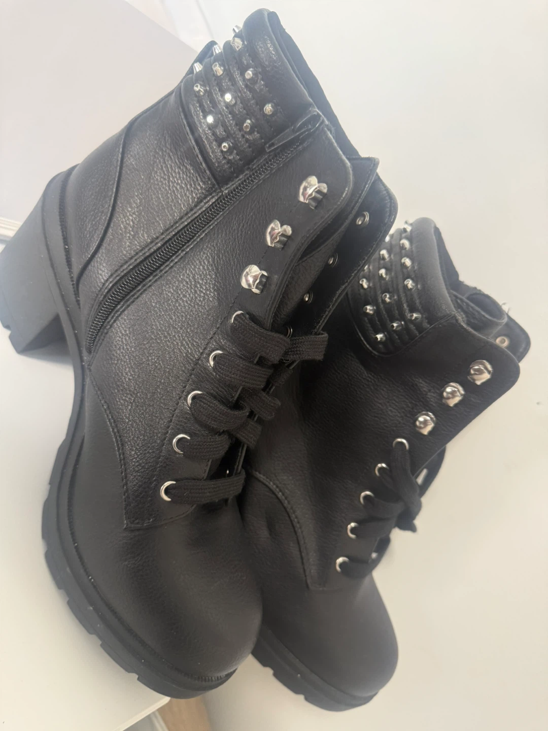 NOBO Women's Black Studded Combat Boots Size 11W