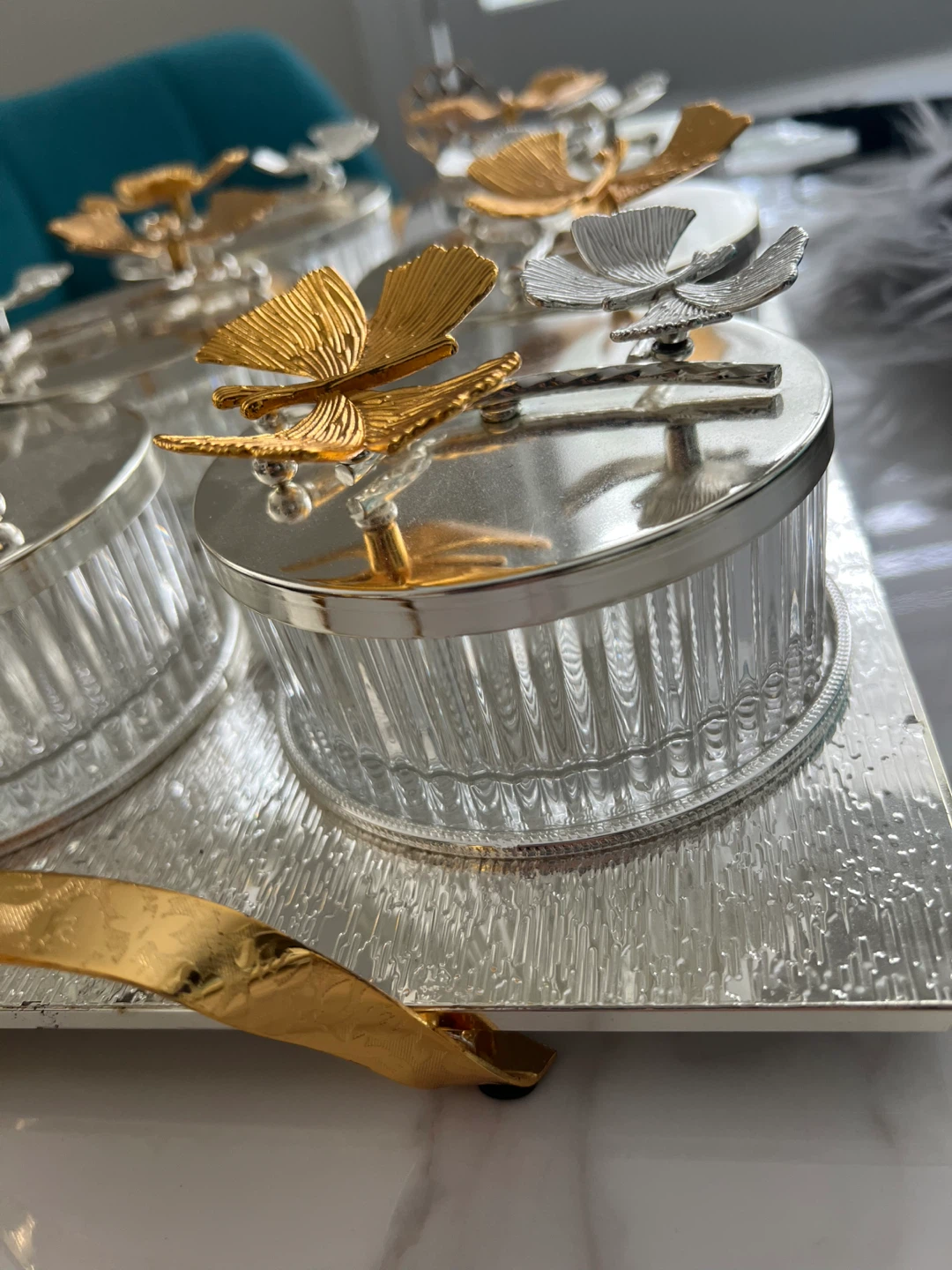 Set of 6 Decorative Trays with Ginkgo Leaf Embellishments - photo 2