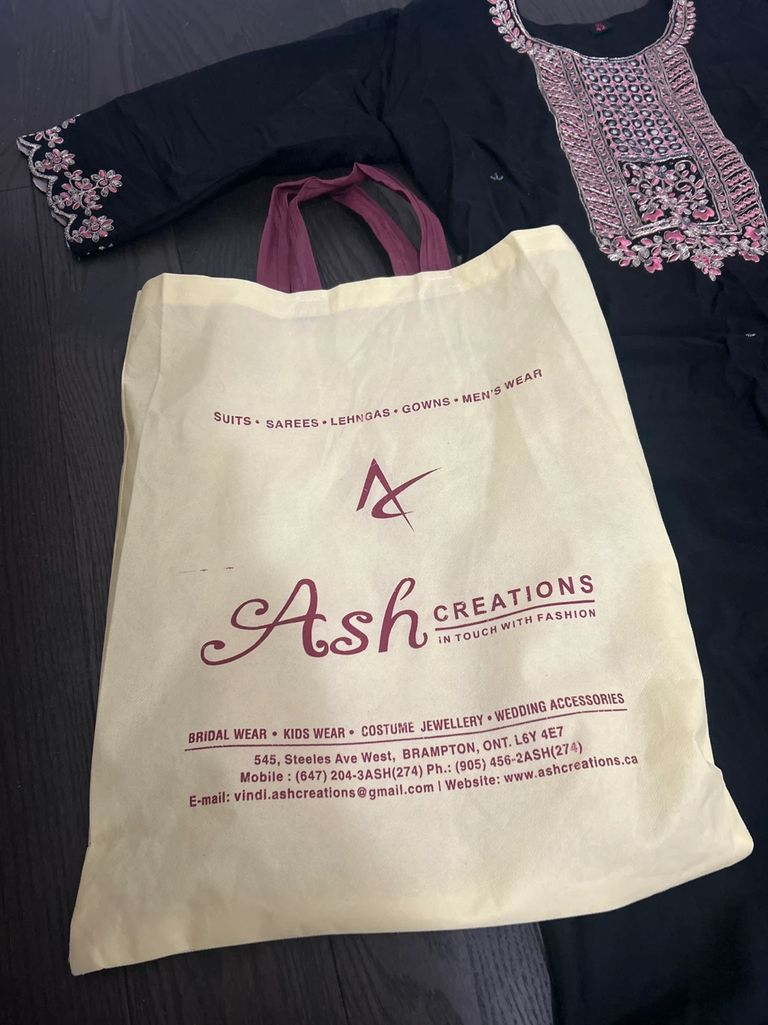 Ash Creations Black Embroidered Kurti with Scarf and Pants - photo 5