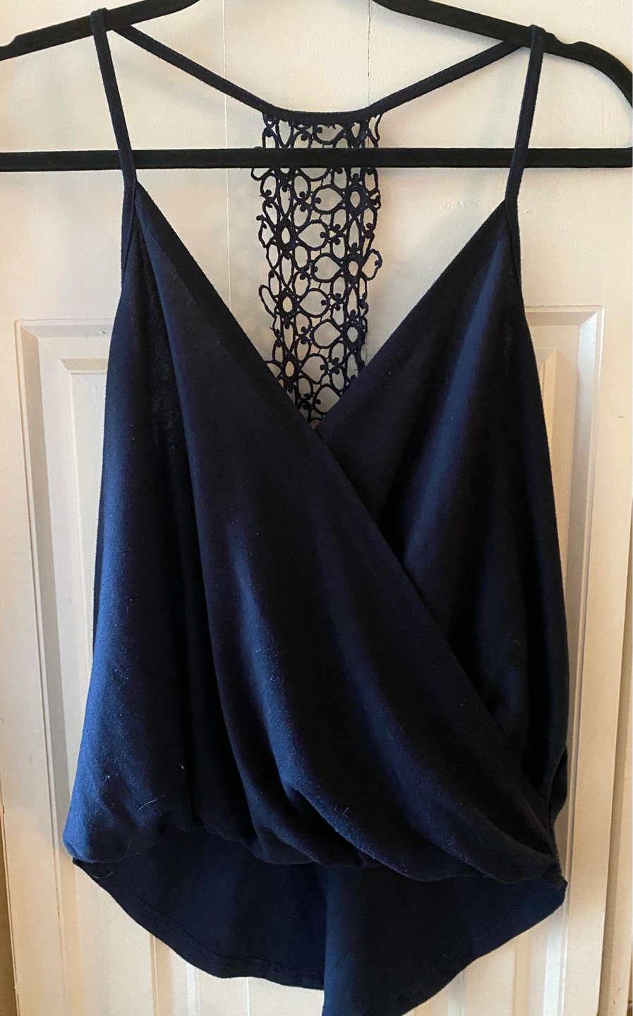 Navy Blue Cami Tank Top with Crochet Back Detail - photo 2