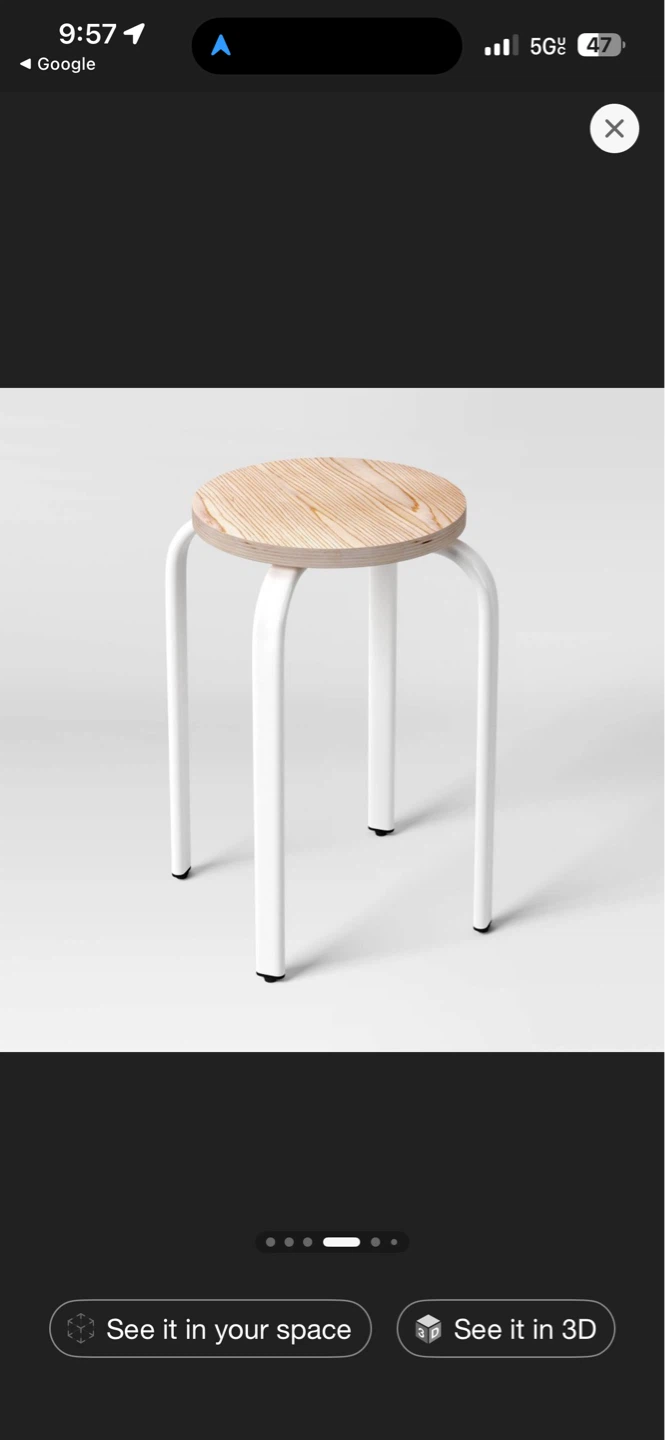 Set of 2 Plywood Stacking Stools with Metal Base - White - photo 3