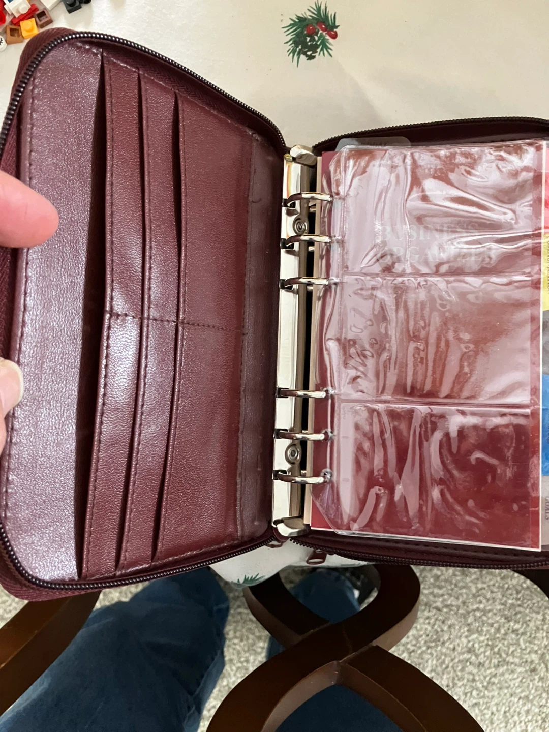 Maroon Leather Organizer Clutch Wallet with Wrist Strap - photo 2