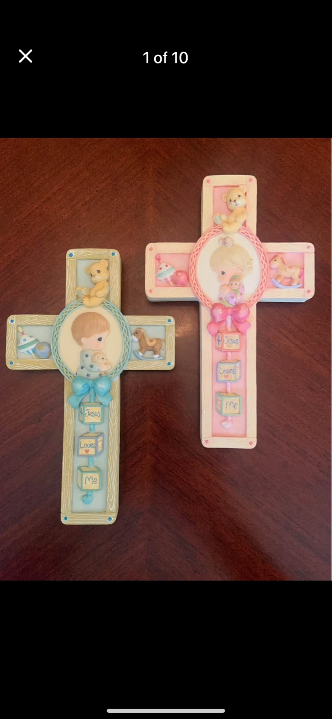 Precious Moments "Jesus Loves Me" Decorative Crosses (Set of 2)