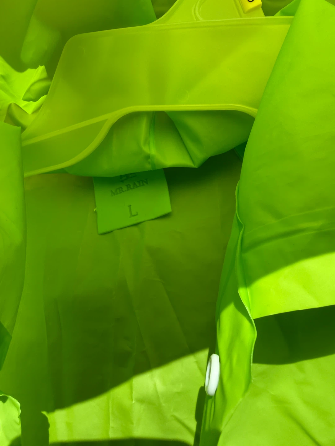 Kids Bright Neon Green Hooded Raincoat - Size Large - photo 4