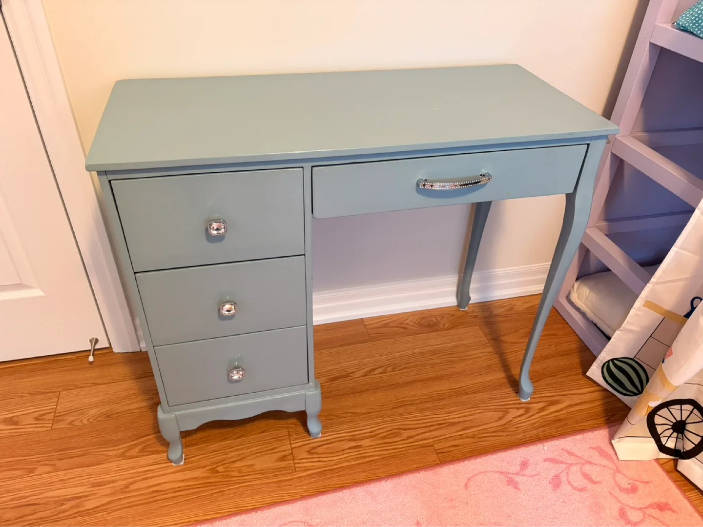 Light Blue Vanity Desk with 4 Drawers - photo 2