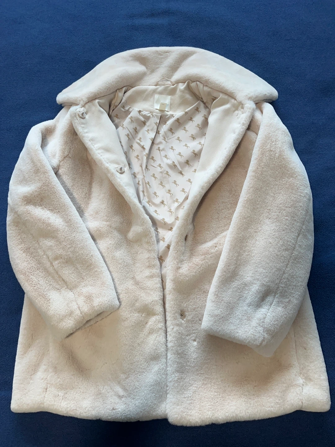 H&M Faux Fur Coat - Cream - EUR 38 / UK 10