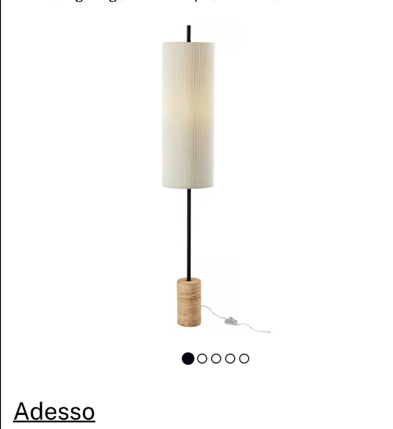 Adeso Eleanor Floor Lamp - Black w/ Off-White Pleated Shade