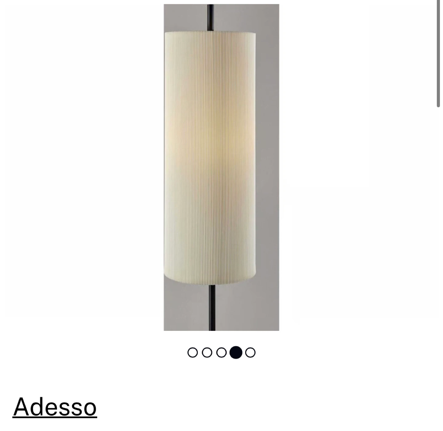 Adeso Eleanor Floor Lamp - Black w/ Off-White Pleated Shade - photo 3