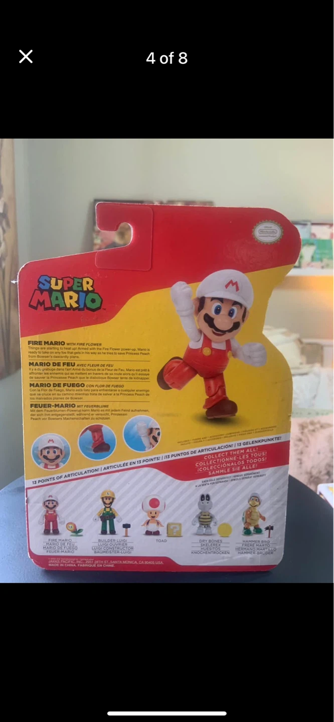Super Mario Toad & Fire Mario Action Figure 2-Pack - photo 4
