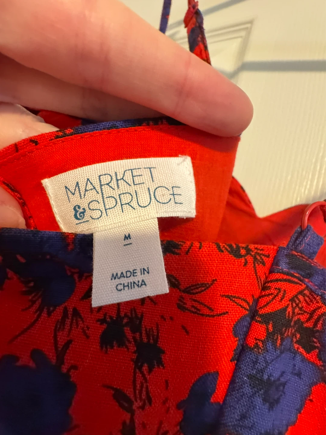 Market & Spruce Red Floral Dress with Blue Flowers - Size Medium - photo 2