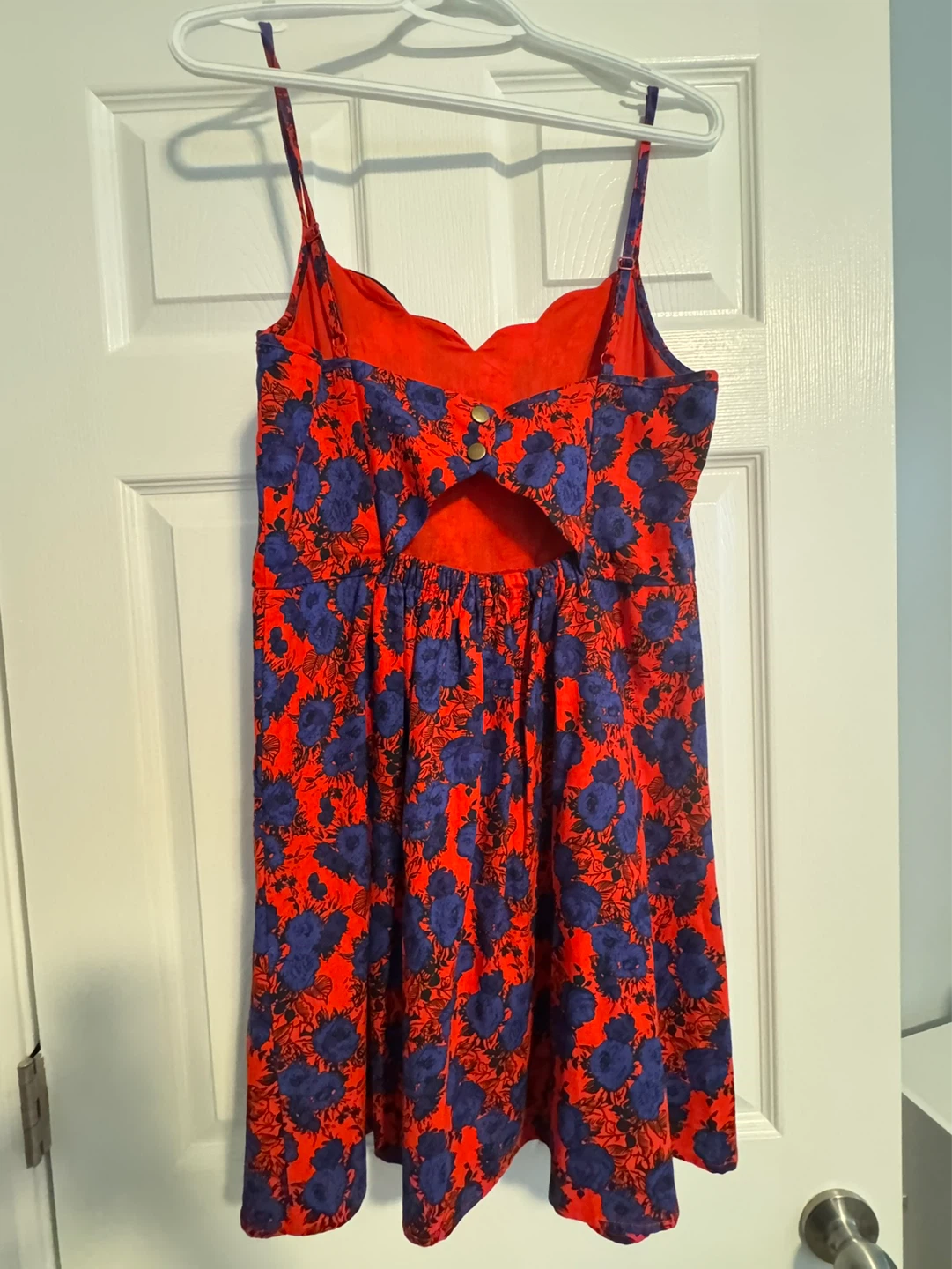 Market & Spruce Red Floral Dress with Blue Flowers - Size Medium - photo 3