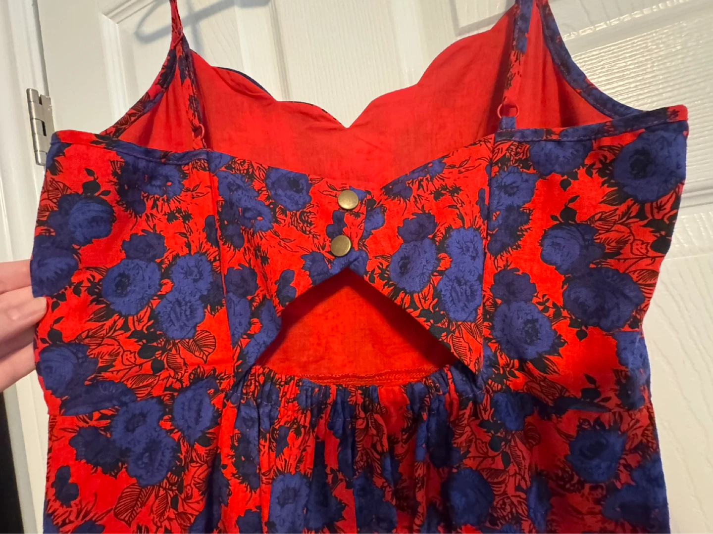 Market & Spruce Red Floral Dress with Blue Flowers - Size Medium - photo 4