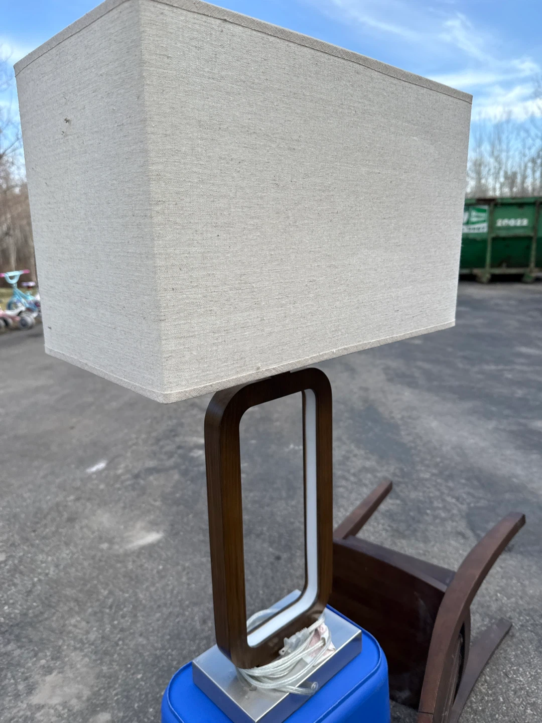 Modern Wood and Metal Table Lamp - photo 3