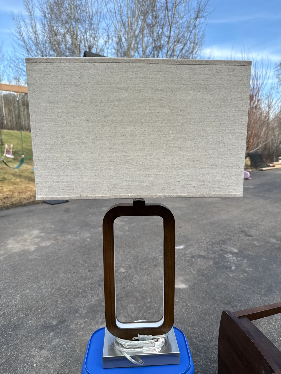 Modern Wood and Metal Table Lamp