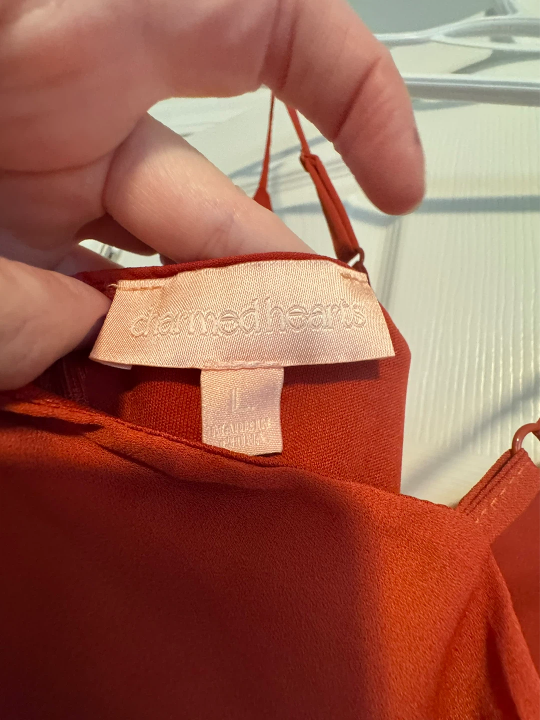 Charmed Hearts Orange Pleated Midi Dress Size L - photo 2