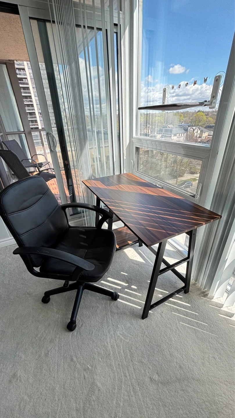 Black Faux Leather Office Chair with Rolling Base
