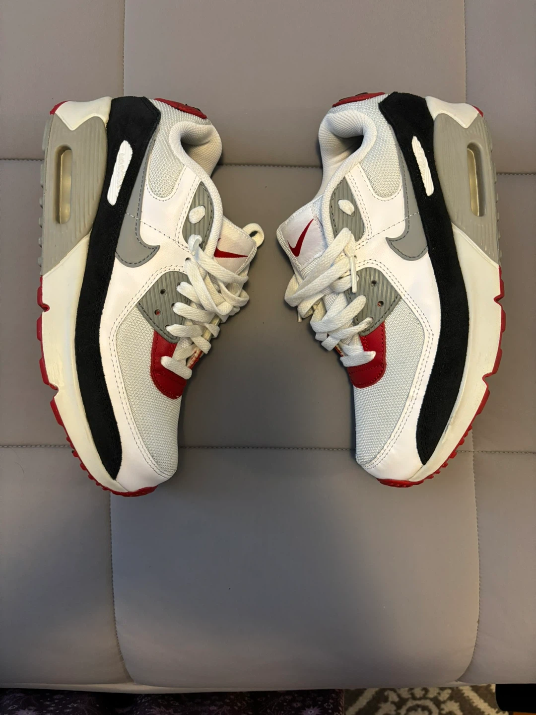 NIKE AIR MAX 90 Leather GS Photon Dust Varsity Red - photo 2