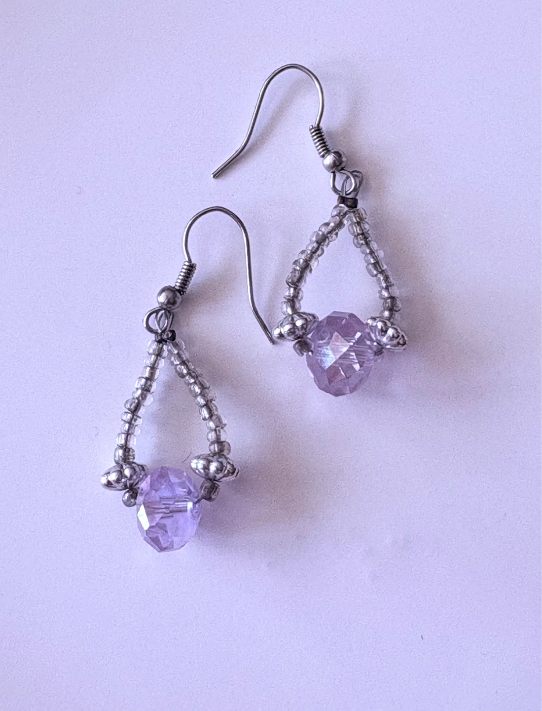 Boutique Earrings with Purple Crystals, new