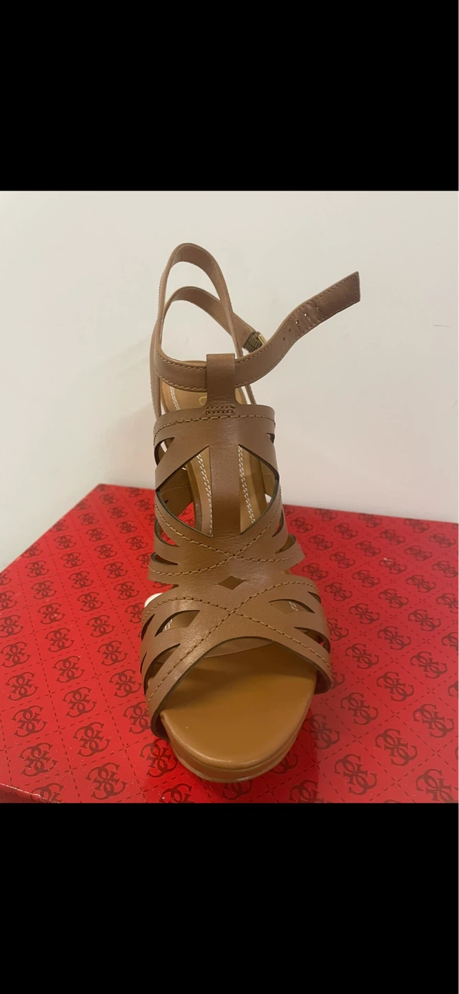 Guess Women's Brown Leather Heeled Sandals Size 10 - photo 3