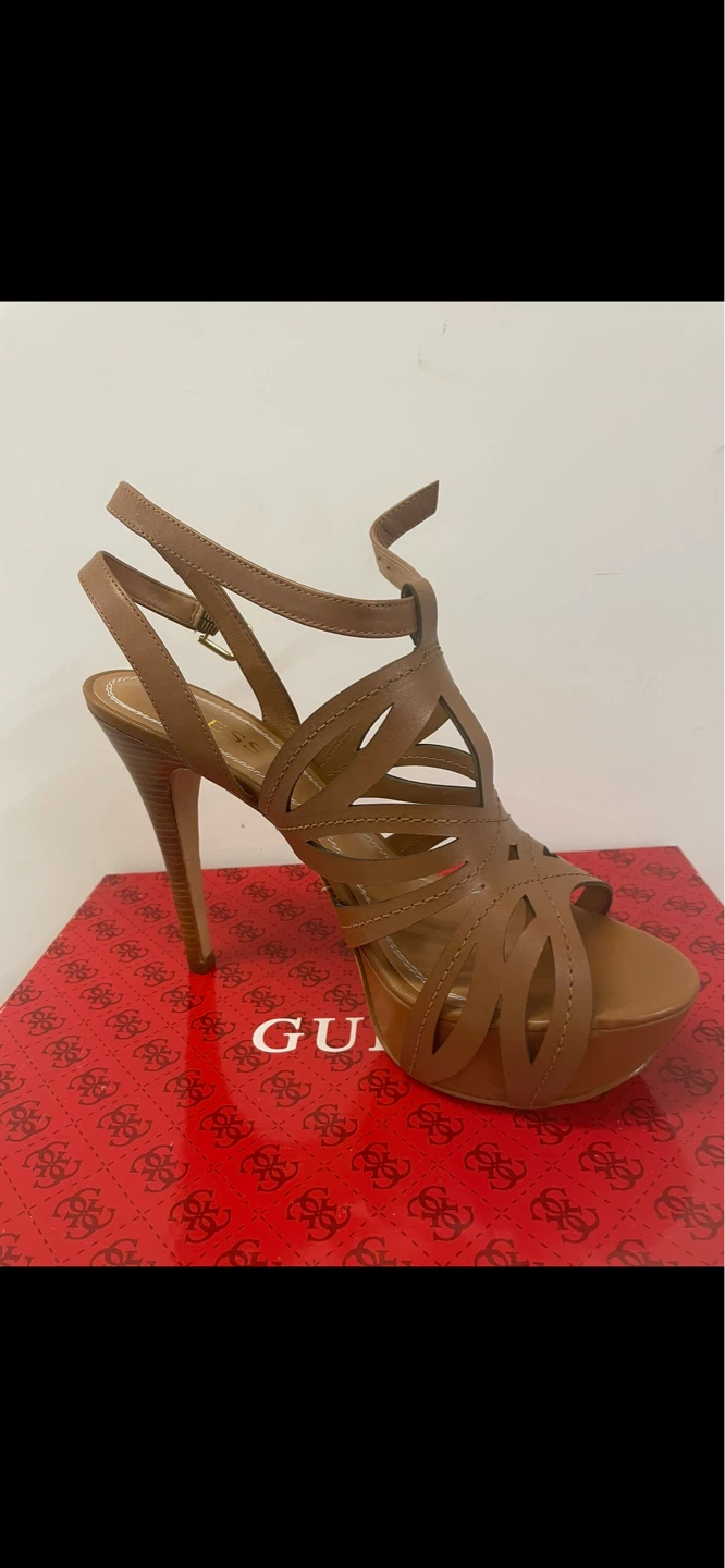 Guess Women's Brown Leather Heeled Sandals Size 10 - photo 2